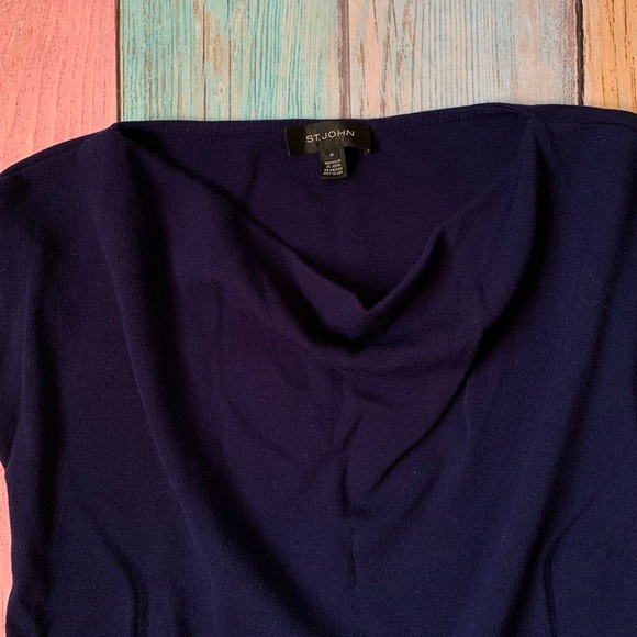 St. John short sleeve cowl neckline wool/rayon blouse - Picture 4 of 8